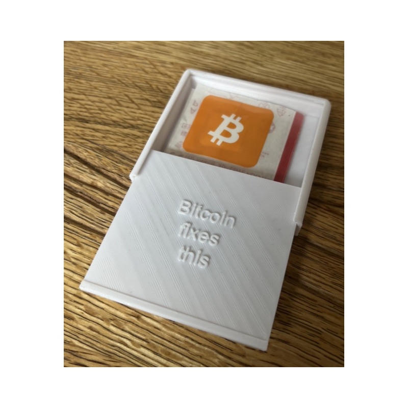 Gift box "Bitcoin fixes this" with 5 Bitcoin plasters